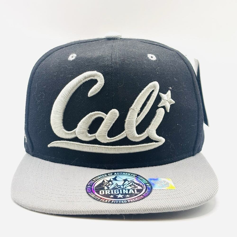 Cali Flat Bill Ball Cap California Snapback Black Hat SnapBack One Size